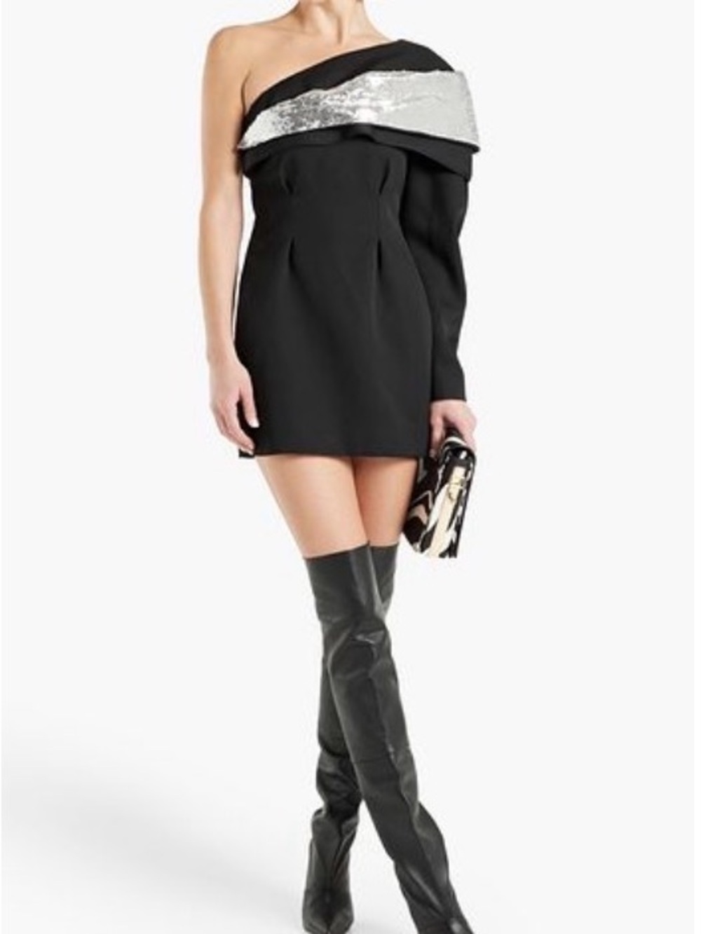 NWT ISABEL MARANT
Lidia one-sleeve embellished wool-twill mini dress Size 34